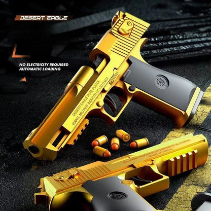 Automatic Desert Eagle Toy Gun Mechanical Continuous Firing Shell Ejection Airsoft Pistol Soft Bullet Toy