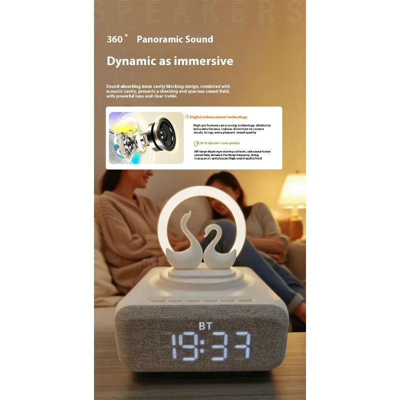 Wireless Bluetooth 5.0 Speaker Multi functional Mobile Wireless Charging Creative Swan Night Light Bluetooth Audio Player