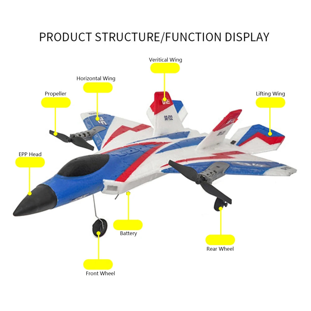 RC Plane F22 Stunts Plane 2.4G Radio Control Glider Remote Control 3D Plane Glider Airplane EPP Foam Boys Toys for