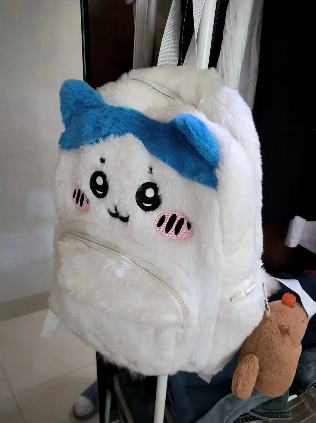 Cute Plush Embroidery Backpack Large Capacity Casual Shoulder Bag