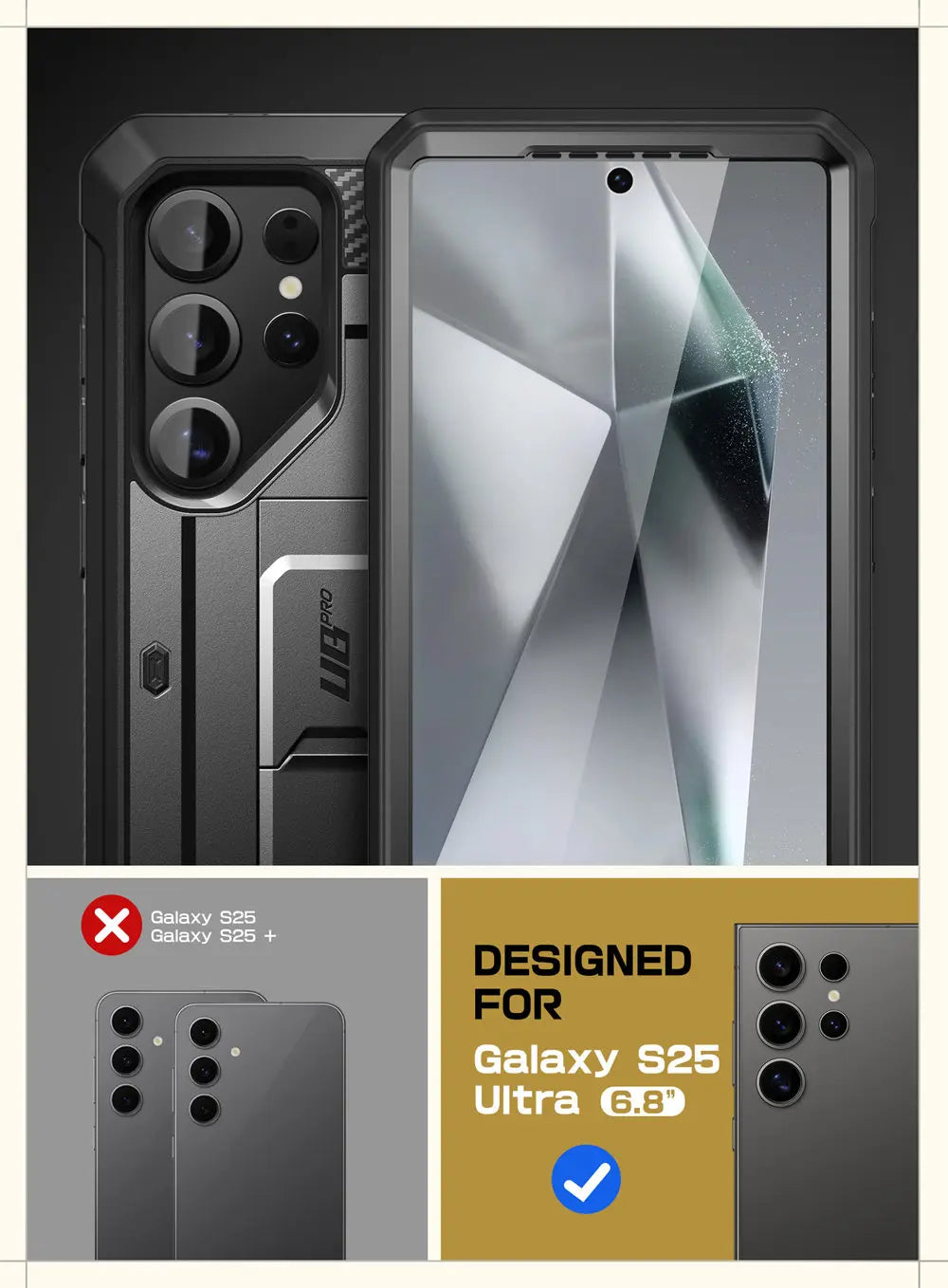 For Samsung Galaxy S25 Ultra Case UB Pro Full-Body Dual Layer Rugged Belt-Clip Phone Case with Built-in Screen Protector