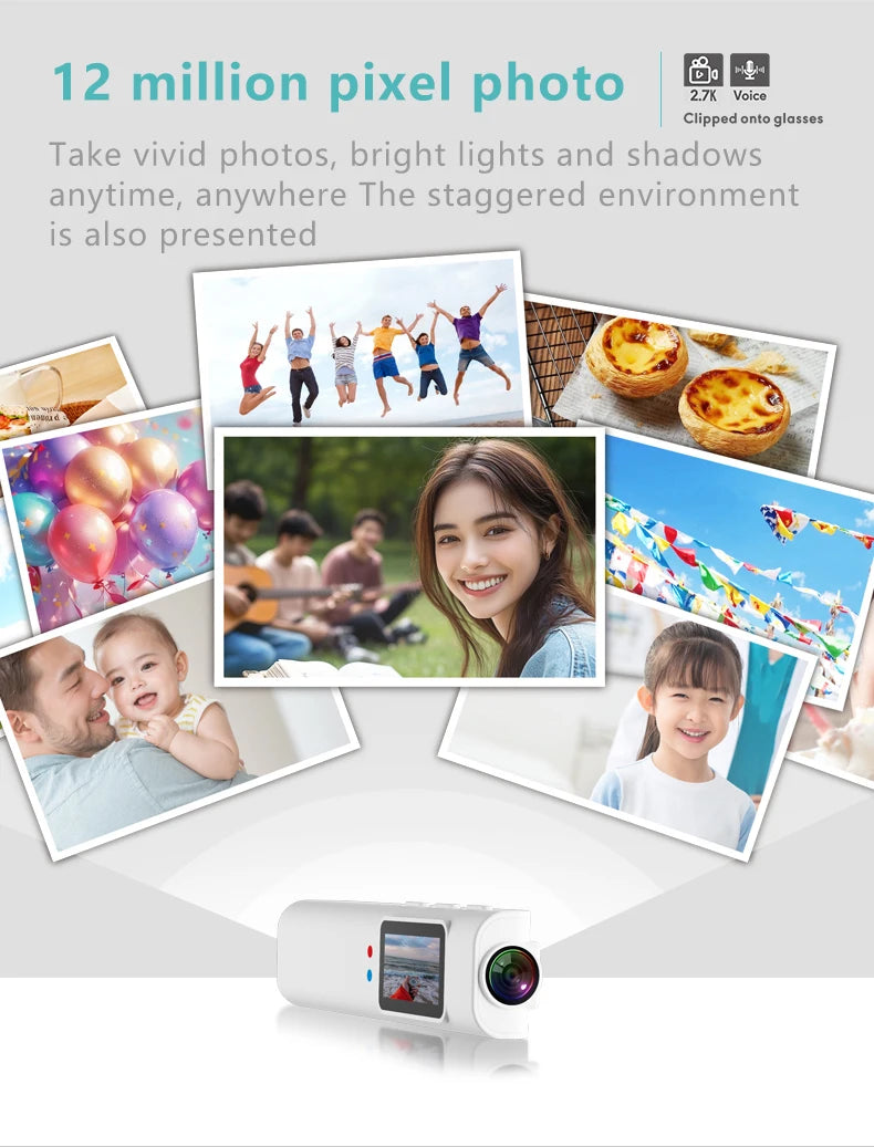 Mini FPV Eyeglasses Action Camera 2.7K Sport Bodycam WiFi Video 0.96