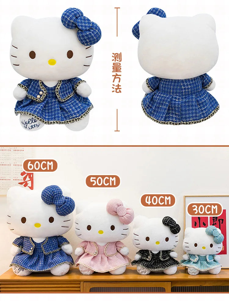 Sanrio Kawaii Hello Kitty Stuffed Doll Cute Princess Style KT Cat Plush Toy Anime Cartoon Kitten Doll for Kids Birthday Gift