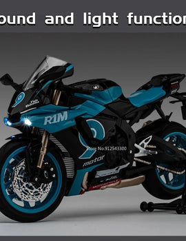 1/12 Yamaha R1M Toy Motorcycle Model Alloy Diecast with Shock Absorption Simulation Scale Motorcycle Model Toys for s Gifts