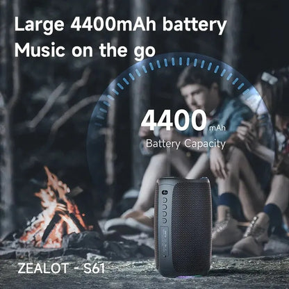 ZEALOT S61 Portable Bluetooth Speaker Double Diaphragm Wireless Subwoofer Waterproof Outdoor Sound Box Stereo Music Surround