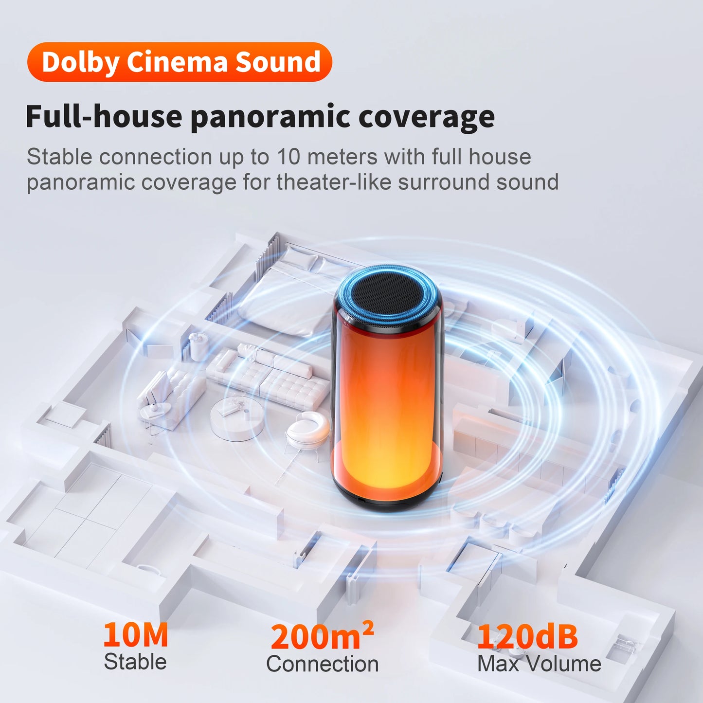 HF33 Mini Portable Wireless Speaker Outdoor Subwoofer with 360 Led HiFi Sound Quality Camping Bass Speaker Supports TWS/TF/AUX