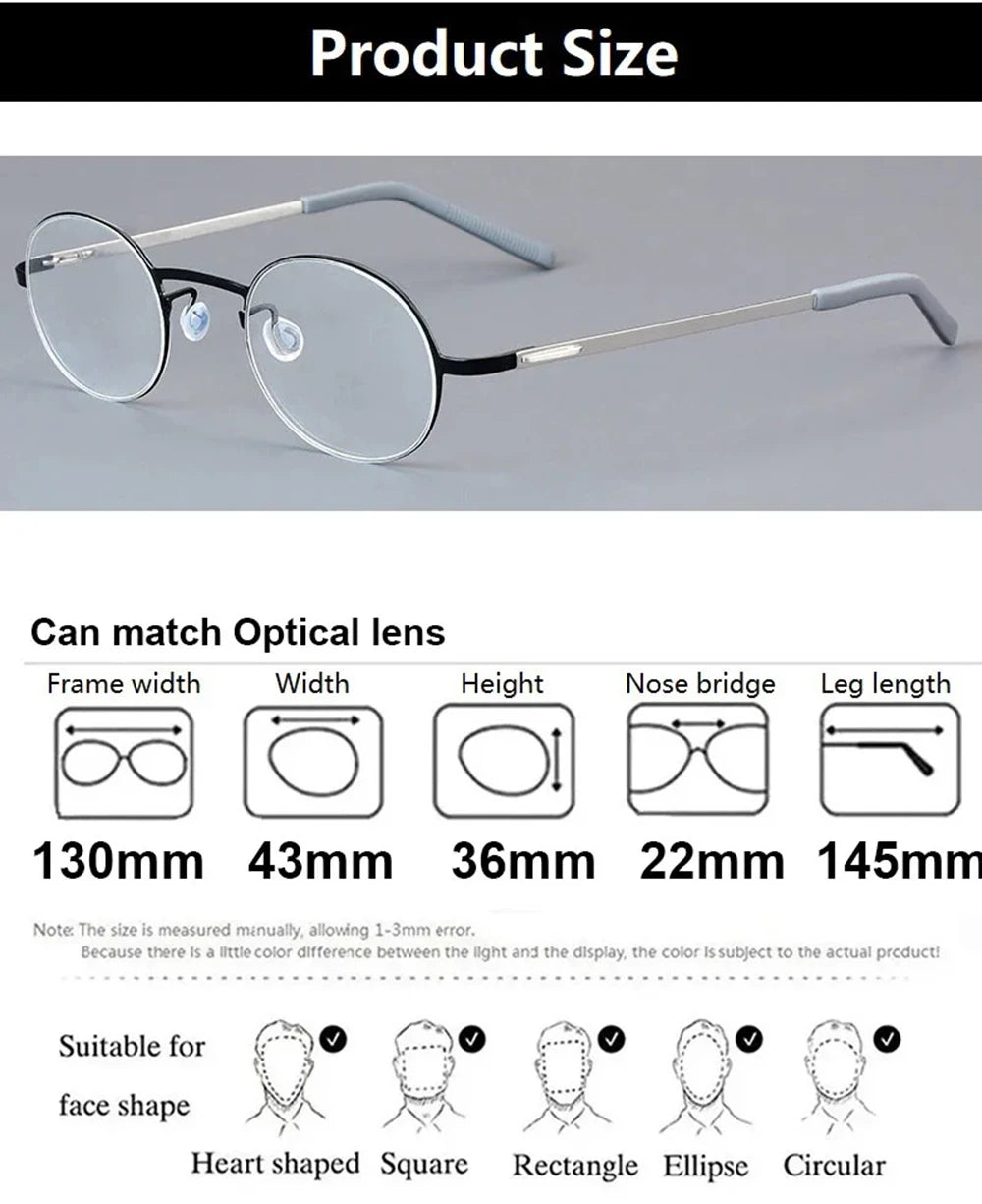 Small Face Round Titanium Screwless Eyeglasses Frame