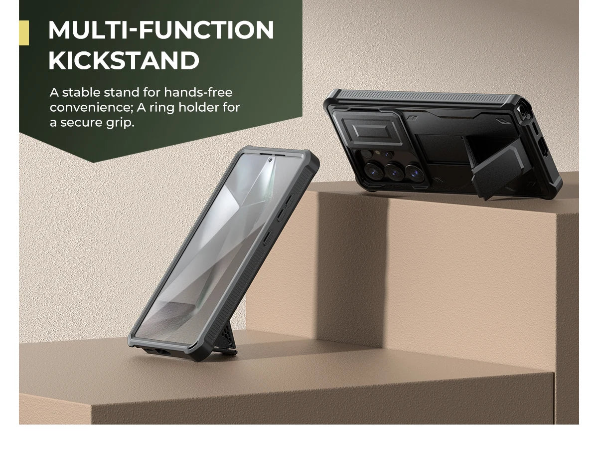 For Samsung Galaxy S25 Ultra 2025 Case Full Body Rugged Case with Camera Cover & Built-in Screen Protector Kickstand Case