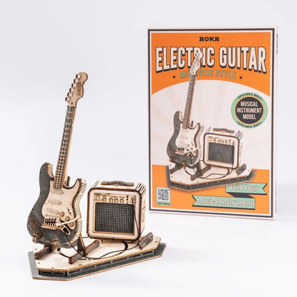 Electric Guitar 3D Wooden Puzzle Assembly Creative Toys Building Block Set