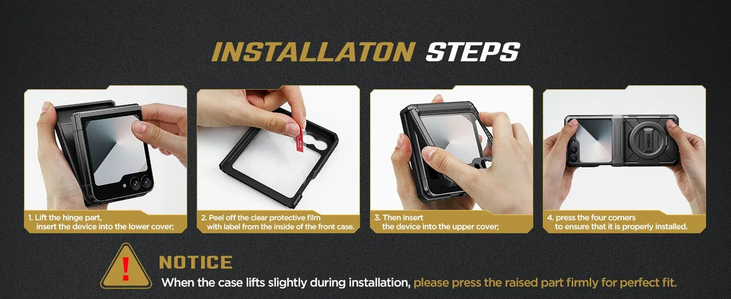 For Z Flip 7 FE/Z Flip 6 Cases Built-in  Ring Stand with Magsafe Full Coverage Hinge Protection Screen Protector Cover