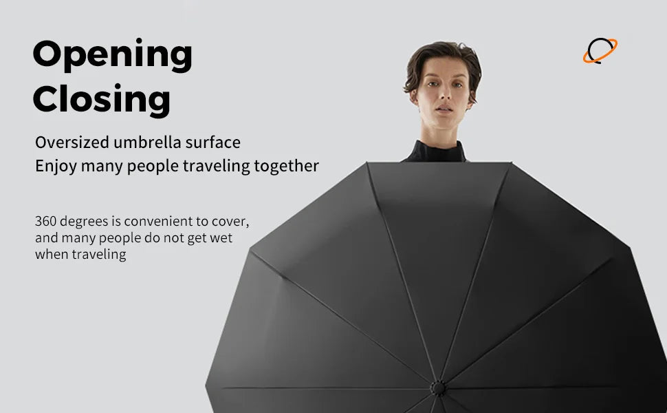 20 Bones Windproof Strong 105CM Reinforced Automatic Folding Umbrella Large Carabiner Handle Wind Resistant Water Resistant UV Protection