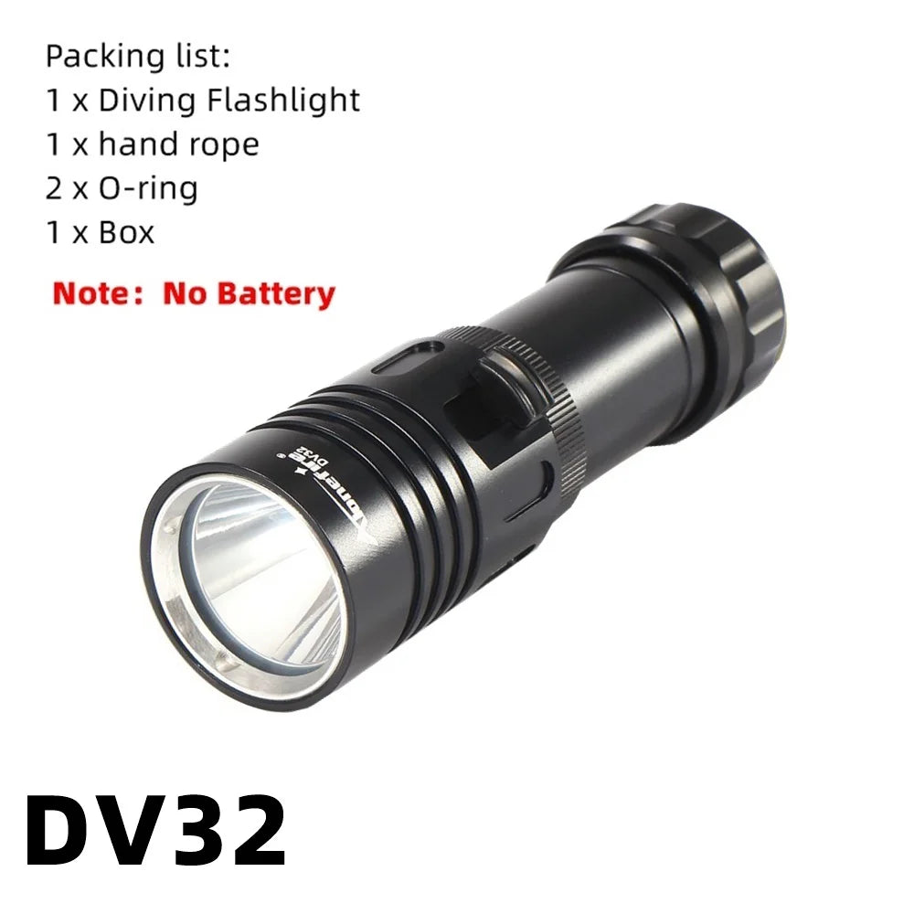 12W Underwater Diving Flashlight Rechargeable LED Torch