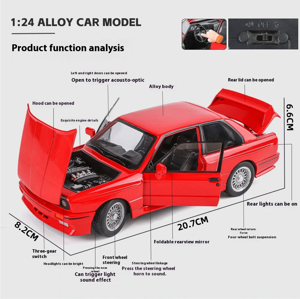 1:24 M3 E30 IM Alloy Miniature Car Diecast Metal Model Collection Hobbies Birthday Present With Friend Decoration Classic Car GT