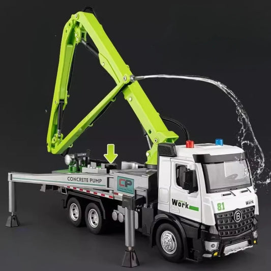 1:24 Scale Watering Cement Dump Trucks Model Garbage Truck Toy Car Sound Light Doors Opened Engineering Vehicles Gifts