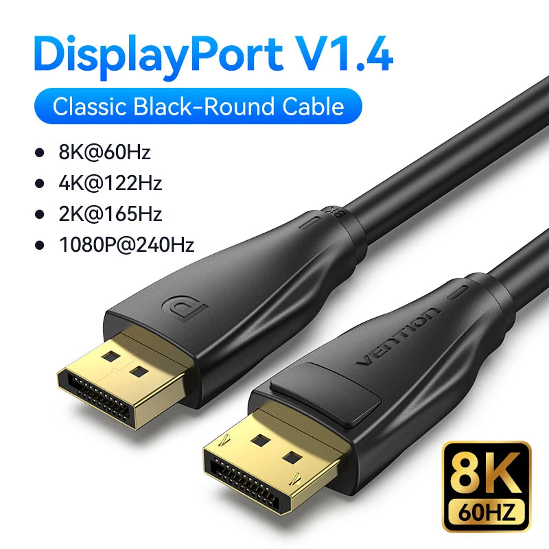 DisplayPort 1.4 Cable 8K 60Hz 4K HDR 165Hz Display Port Audio Cable for Video PC Laptop TV Display Port 1.4 DP Cable 1.2