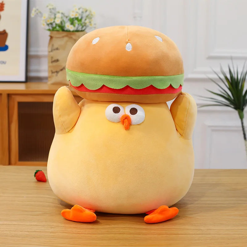 Cartoon Burger And Chicken Plush Toy Soft Throw Pillow