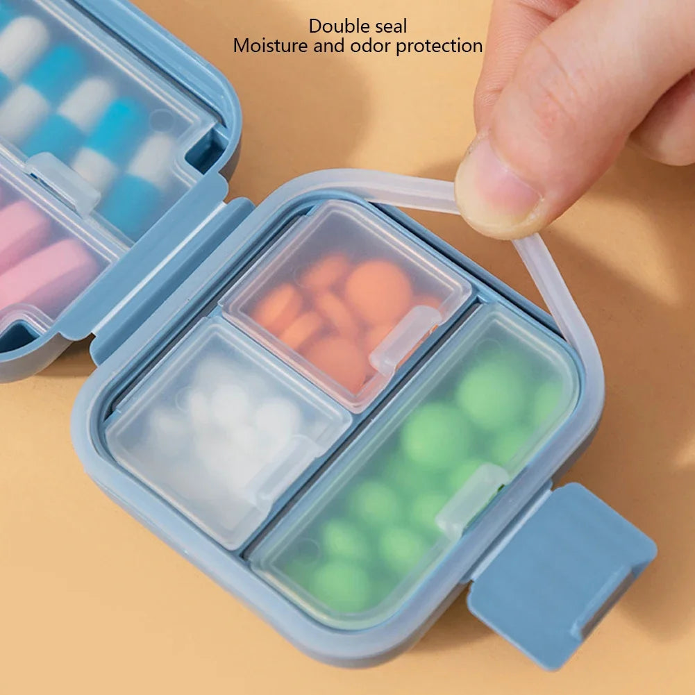 5/8Grid Organizer Container For Tablets Travel Pill box With Seal Ring Small Box For Tablets Wheat Straw Container For Medicines