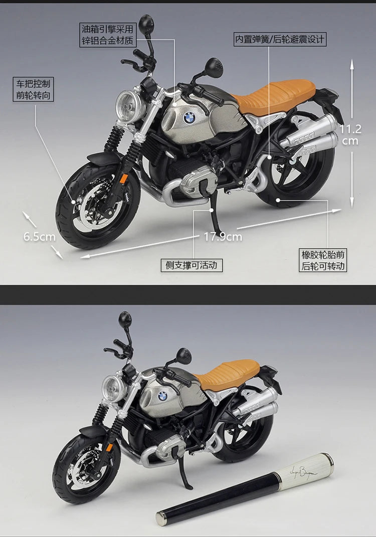 1 12 Scale BMW R Nine T Scrambler Diecast Motorcycle Model