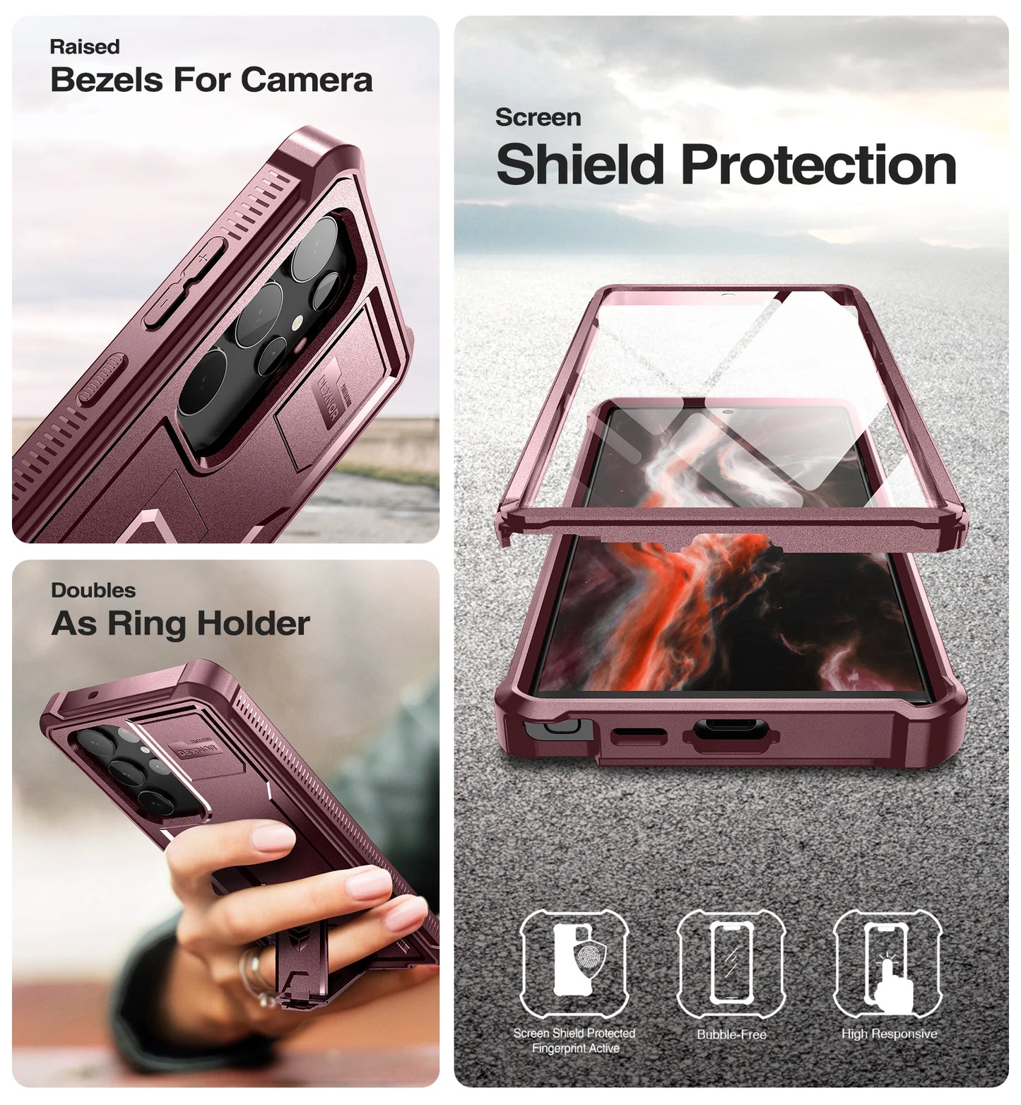 for Samsung Galaxy S23 Ultra Case Full Body Heavy Duty Military Grade Protection Built-in Screen Protector and Kickstand