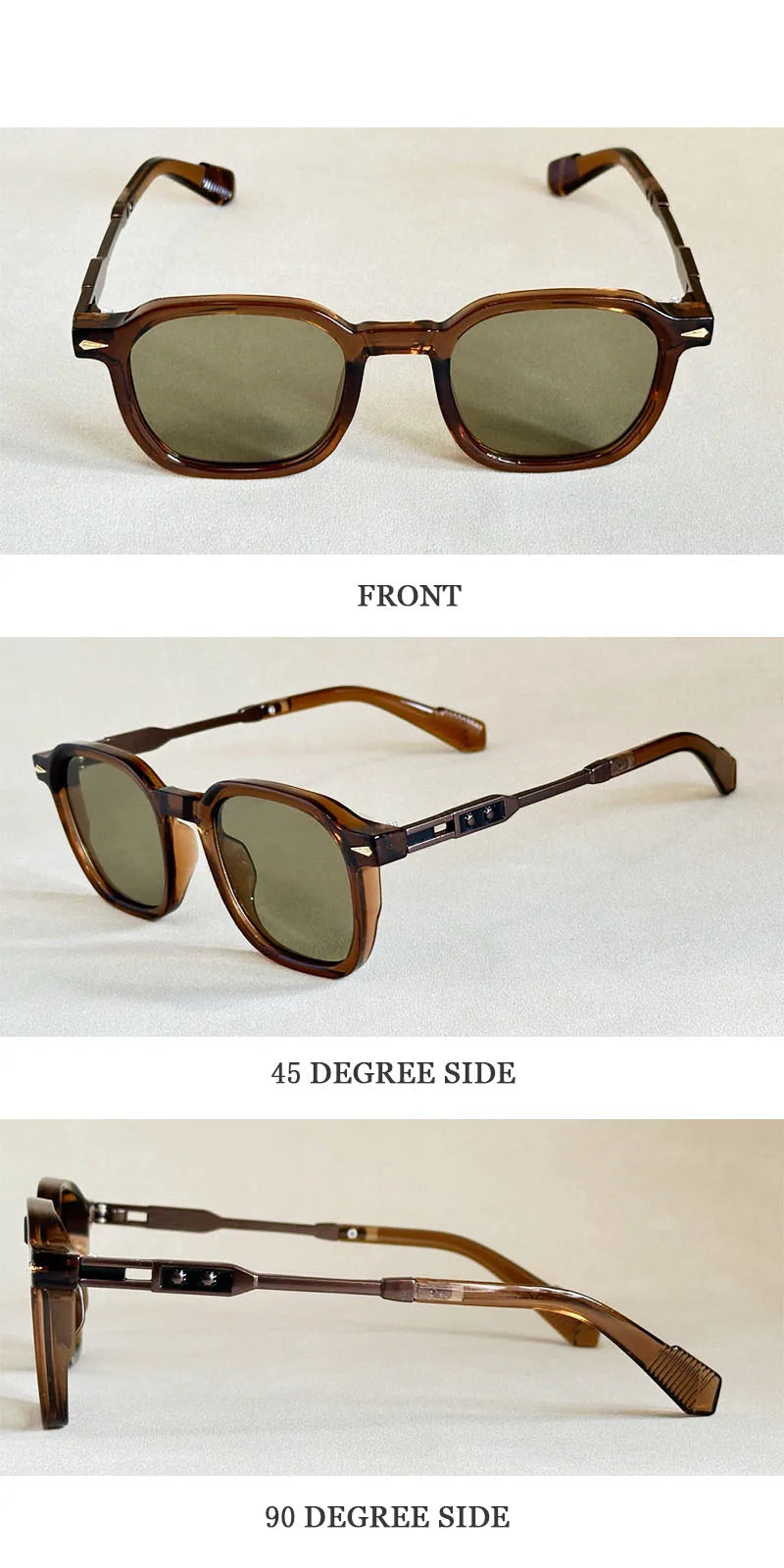 Vintage Square Acetate Frame Sunglasses With UV400 Protection