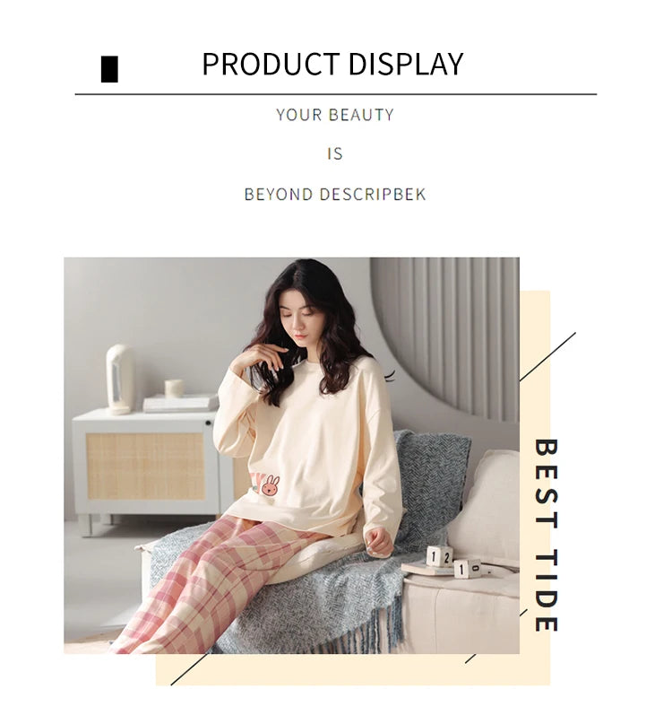 Women’s 2-Piece Pajama Set – Long Sleeve Top & Pants, Loose & Comfortable Winter Loungewear