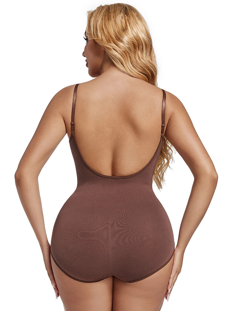 Backless Bodysuit Shapewear for Women Seamless Tummy Control Body Shaper Camis Top Low Back Underwear