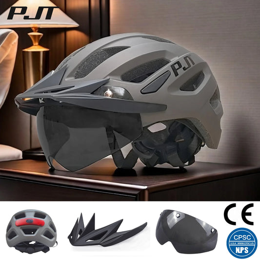 Rechargeable LED Cycling Helmet With Visor For Road And Mountain Bike