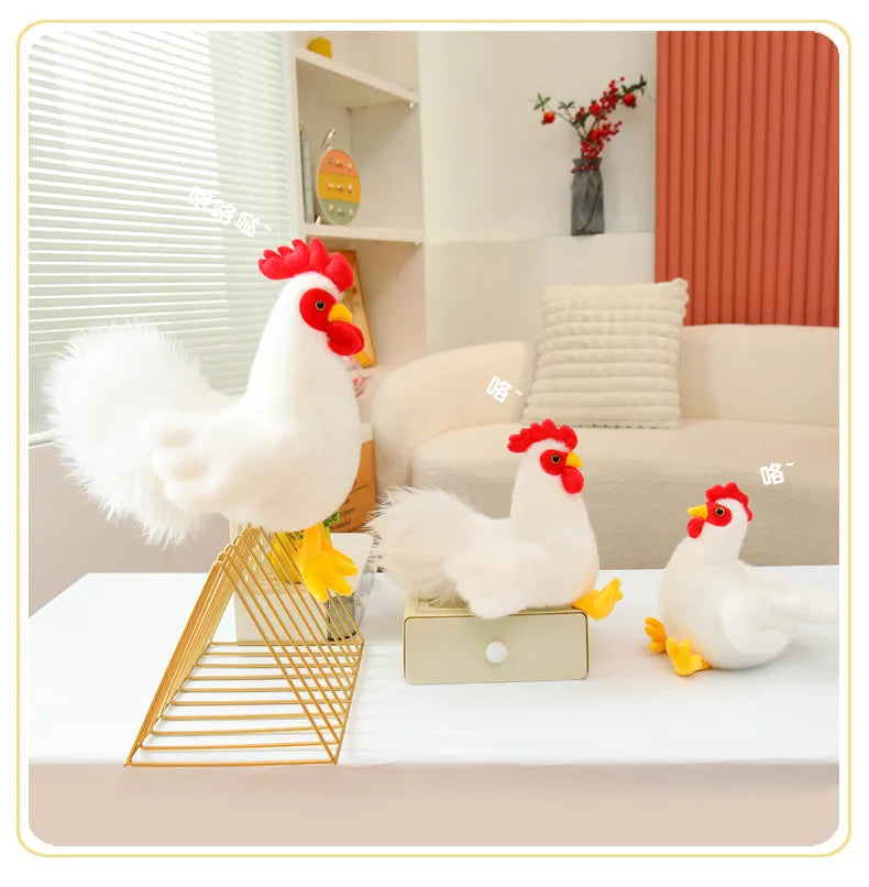 White Rooster Chicken Plush Stuffed Animal Soft Bird Decor