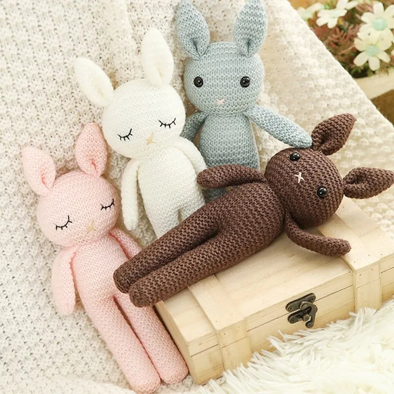 Rabbit Stuffed Plush Toys Baby Cute Bunny Dolls Toy Knitted Bunny Plush Toy Baby Soothing Sleeping Crochet Doll Handmade Figure