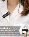Professional Condenser Wireless Lavalier Lapel Recording Microphone for iPhone Android Camera PC Live Streaming Vlog