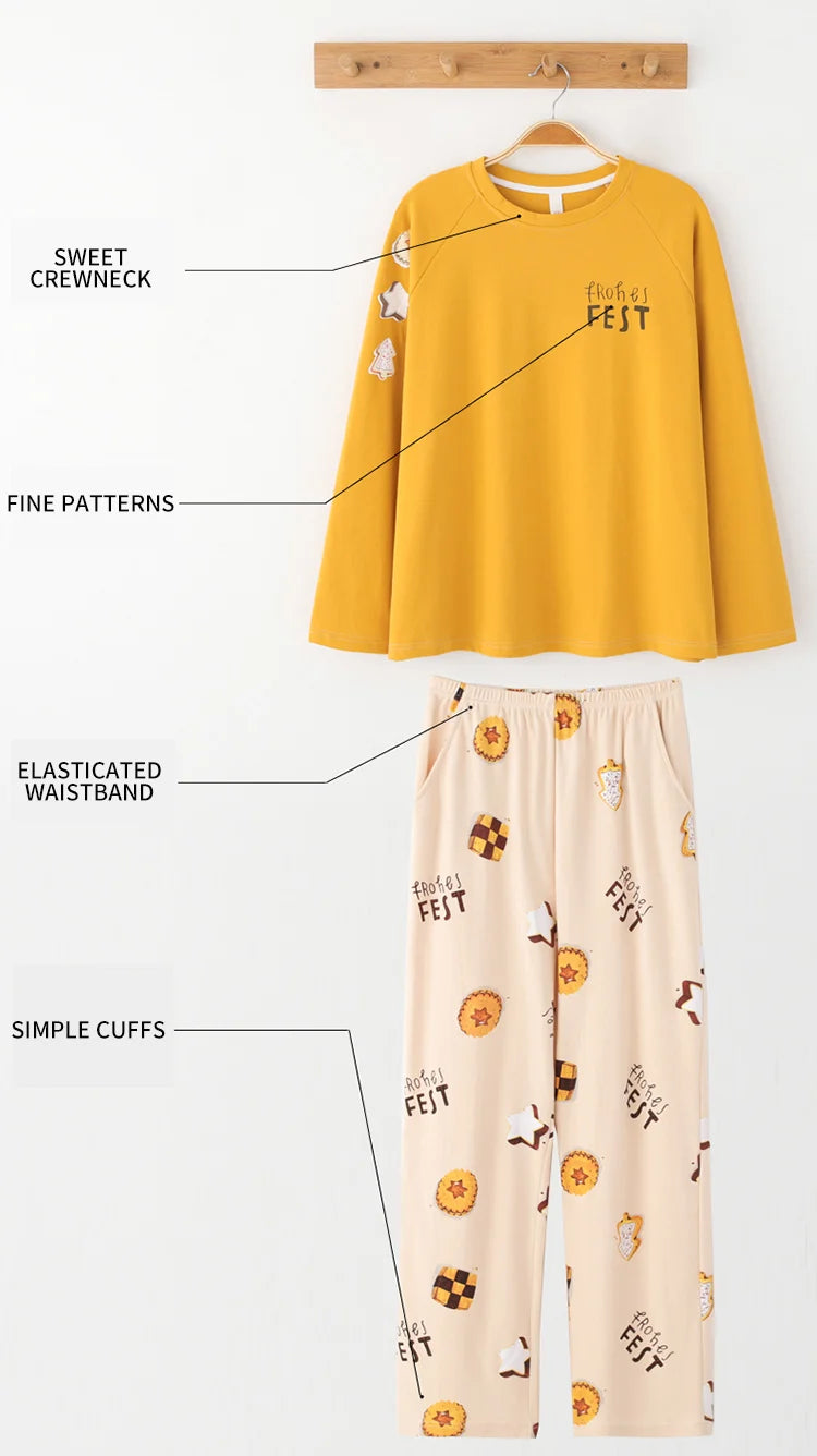 Women’s Winter Corduroy Cotton Pajama Set – Cute, Comfortable, Loose Long Sleeve Loungewear