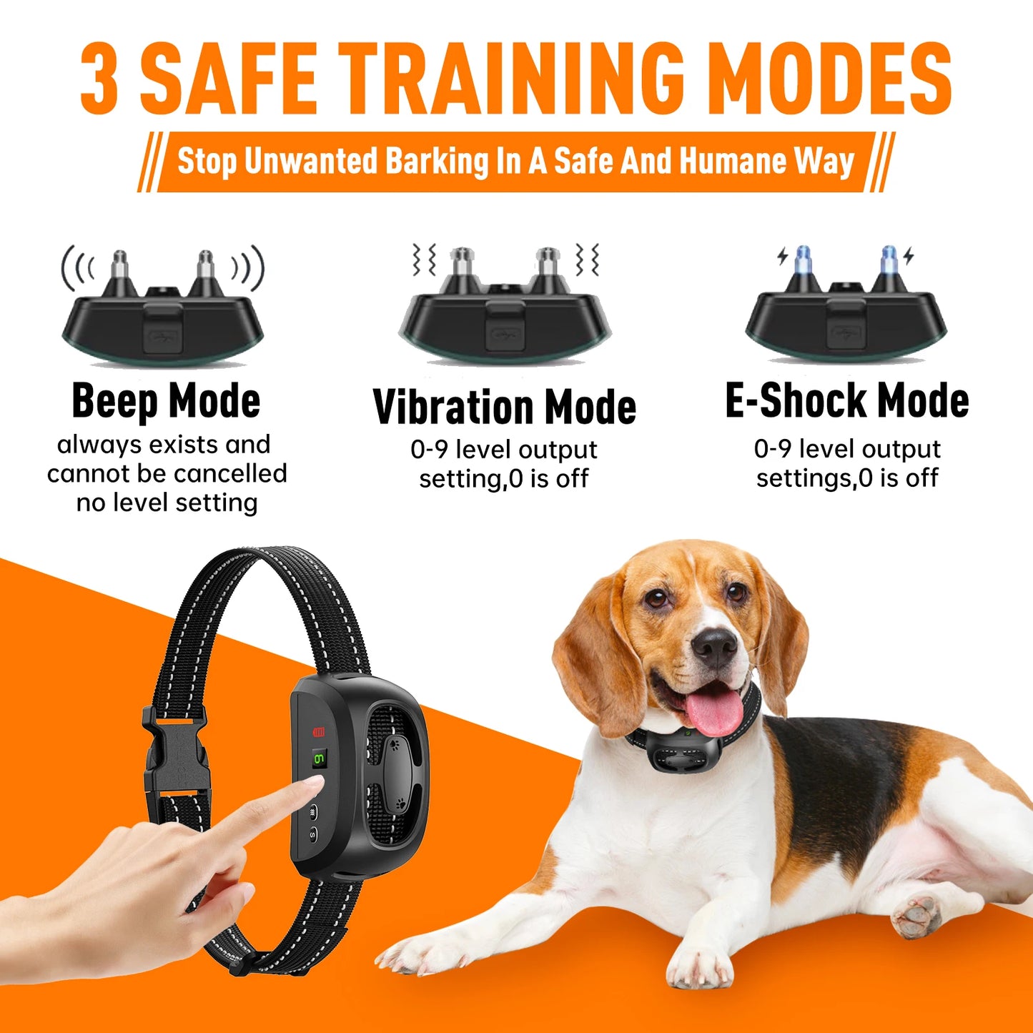 Automatic Anti Barking Dog Collar Rechargeable Electric Dogs Training Collar Dog Stop Barking Vibration Waterproof Collar