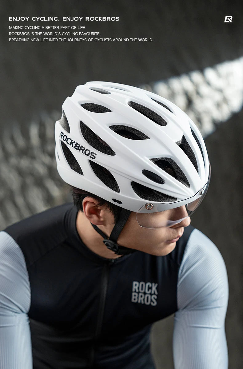 Bike Helmet with Photochromic Len Visor Wind-breaking Brim Bike Helmet Adult MTB Road Riding Cycling Helmet