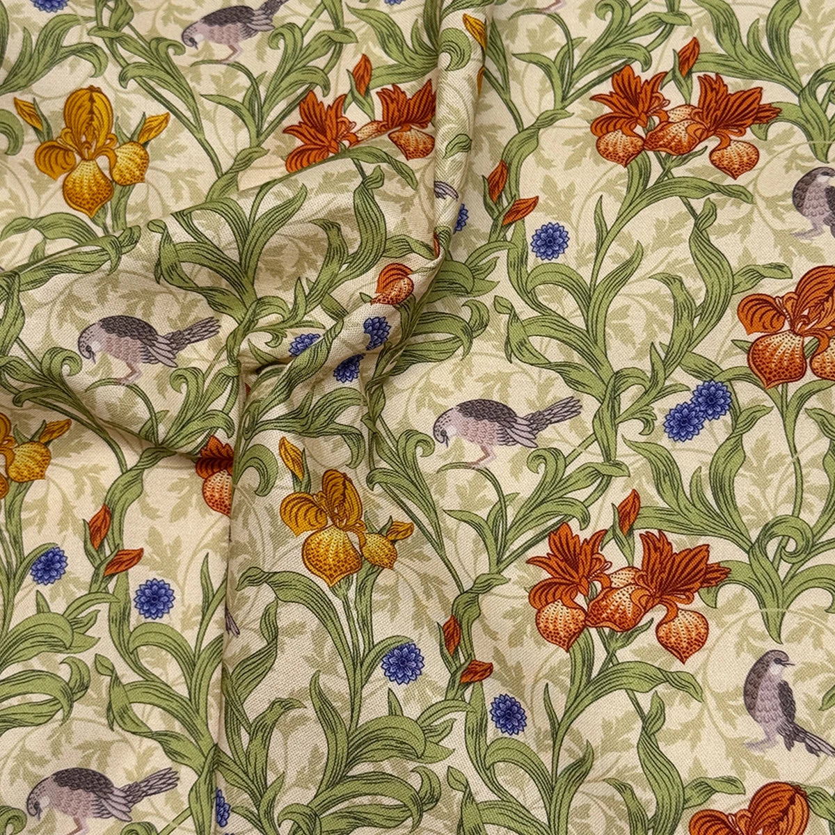 1M/5M Vintage Morris Flowers 100% Cotton Poplin Printing Fabric 80S Like London Liberty Hand Sewn DIY Doll Clothing Dress Cloth