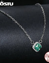 Moissanite Pendant Necklace Square Cut Natural Green Color 0.6CT 925 Steling Silver Engagement Necklaces