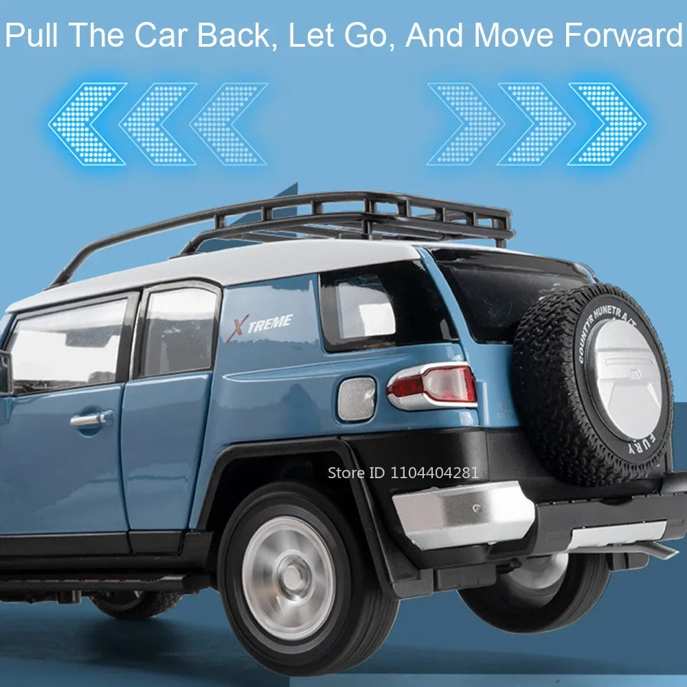 1:24 Land Cruiser FJ LC80 Toy Model Diecast Alloy Car Sound Light Pull Back Doors Opened Miniature Vehice Friend's Birthday Gift