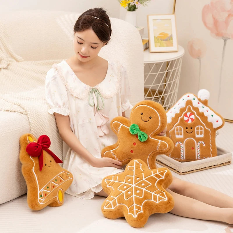 Christmas Tree Gingerbread House Bell Snowman Plush Decor