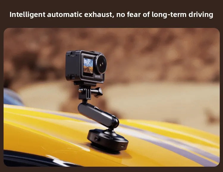 Electric Vacuum Suction Car Action Camera Mount Aluminum Alloy 360 Degree Adjustable Camera Holder for Dashboard and Outdoor Recording