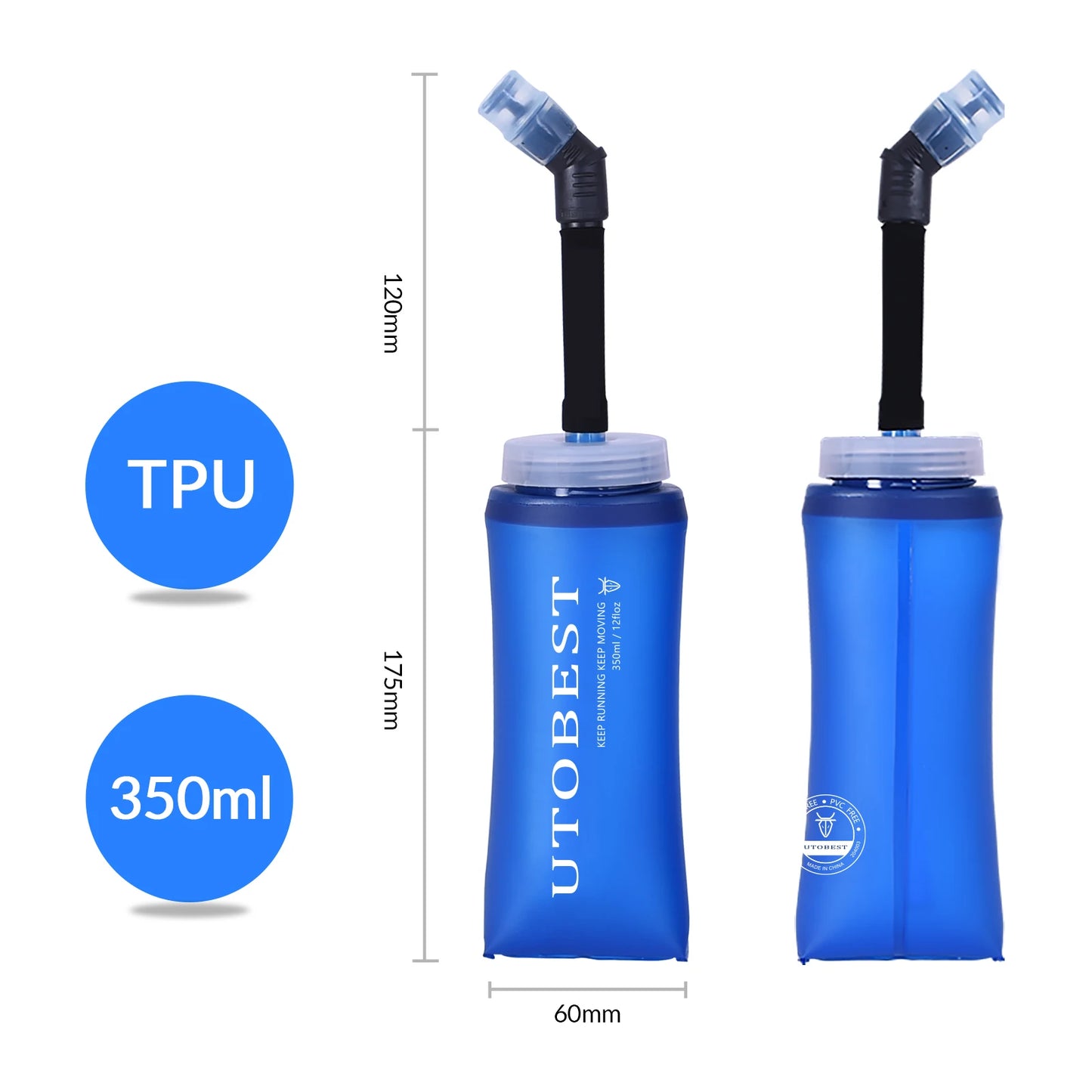 250ml 350ml 500ml Soft Flask Folding Collapsible TPU Water Bottle for Outdoor Running Hiking Cycling