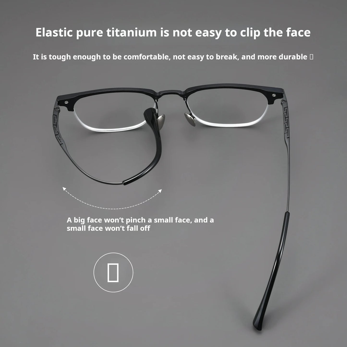 Mens Retro Oval Lightweight Pure Titanium Eyeglasses Frames
