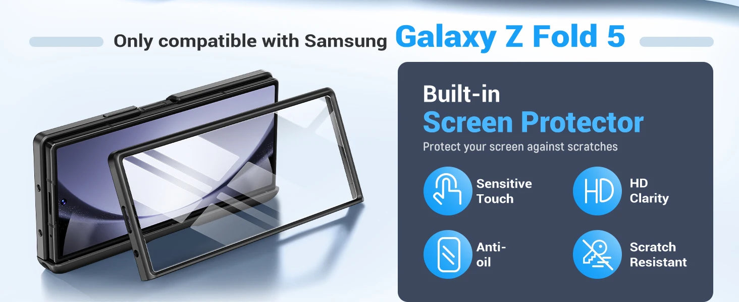 Big Stand For Z Fold 5 Case with Slide Camera Cover Built-in HD Screen Protector Full Body Heavy Duty Shockproof Slim Phone Case