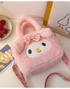 Sanrio Cartoon Plush Shoulder Bags Hello Kitty Kuromi Melody Cute Crossbody Bag Anime Children Handbag