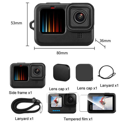 Silicone Case Protector + Tempered Glass Film Set For GoPro HERO9 Black / HERO10 Black