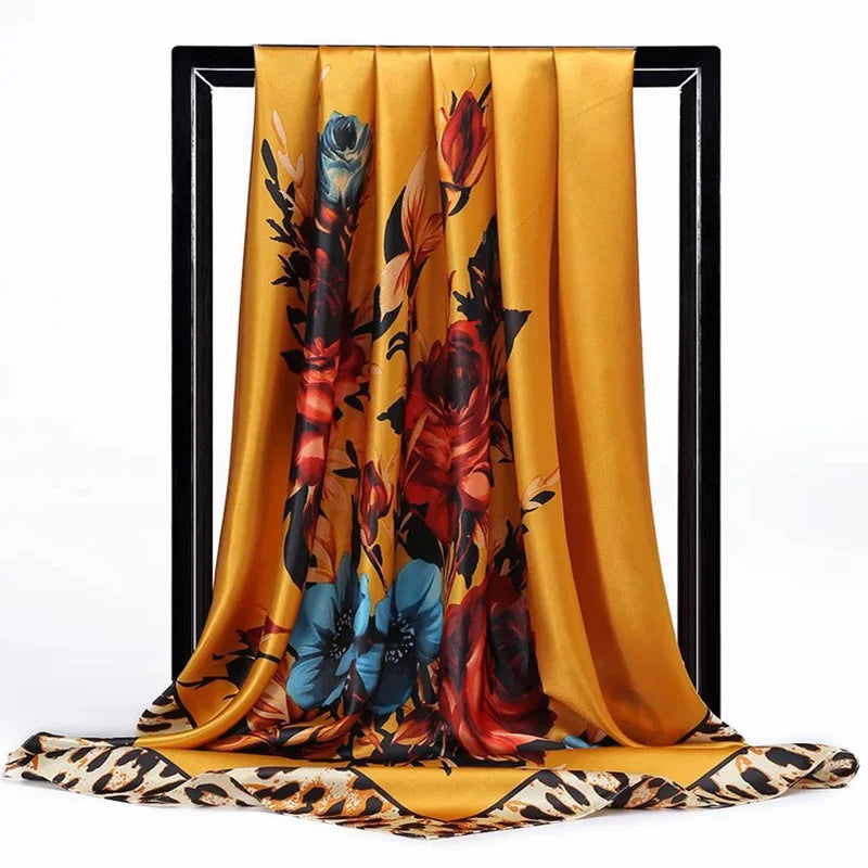 Scarves For Women Print Silk Satin Head Scarf Female Luxury Brand Square Shawl Large Hijab Scarfs