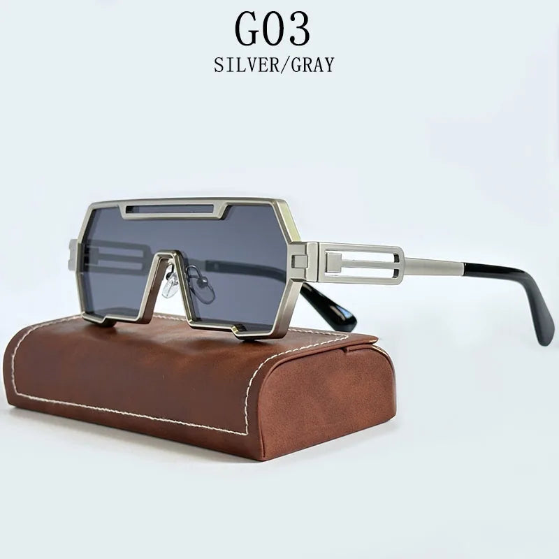 Square Steampunk Metal Sunglasses With UV400 Protection