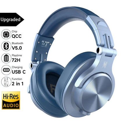 Upgrade A70 Wireless Bluetooth Headphones Over Ear Hi-Res Audio Type C Bluetooth Headset With Microphone 72H Blue