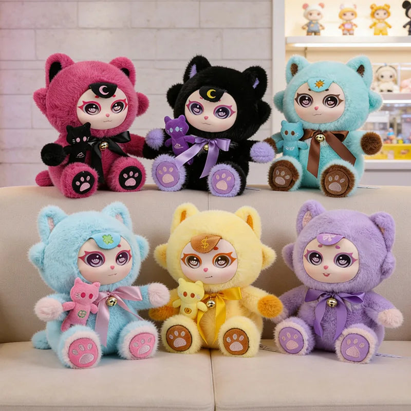 Purple Moon Ghost Cat Plush Toy With Mini Cat Pendant