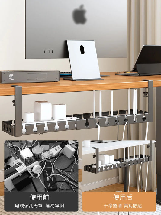 Under Desk Cable Management Tray, Extendable Sturdy Steel Under Desk Cord Hider Raceway,Power Strip Cord Holder Wire Management