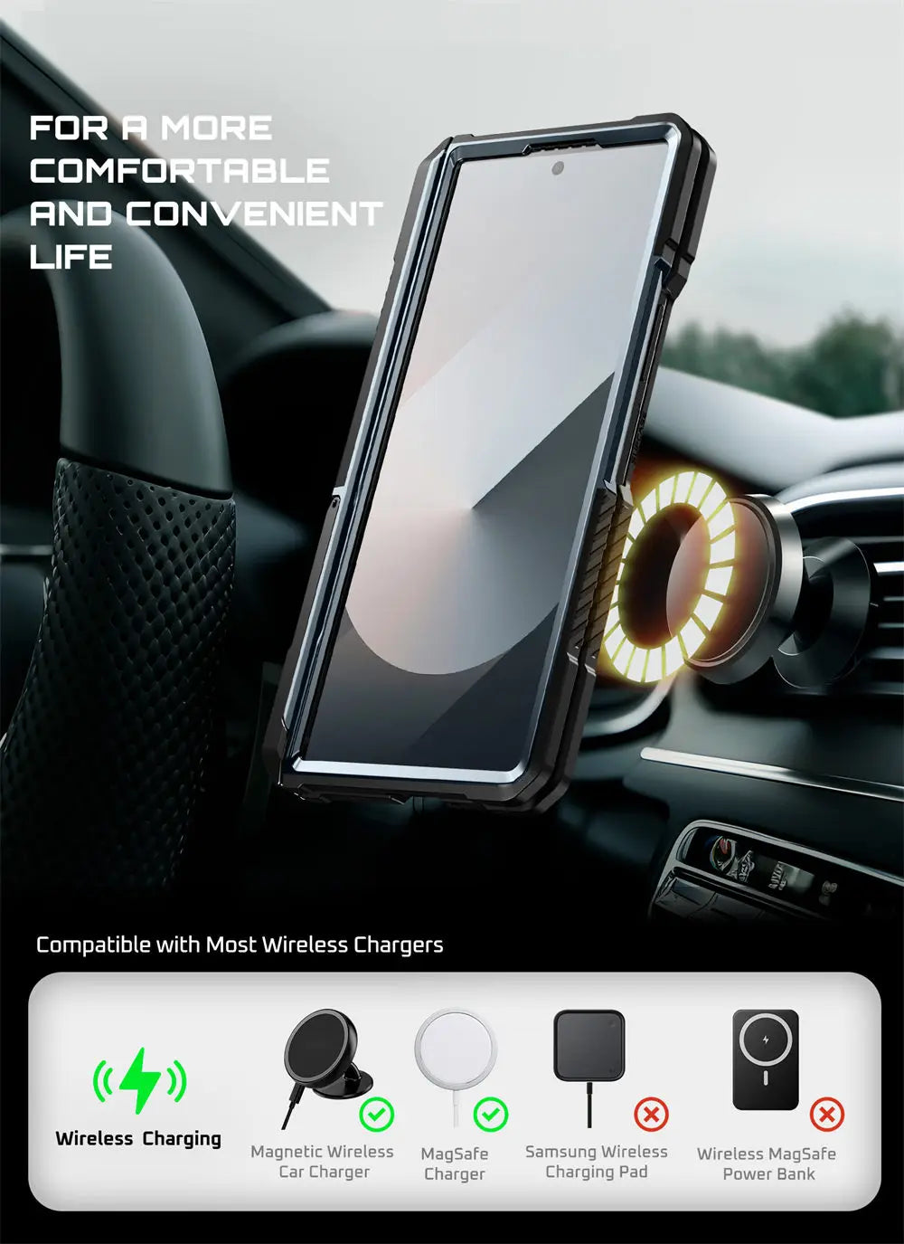 For Samsung Galaxy Z Fold 7 Case UB Grip Anti-Scratch Heavy Duty Rugged  Phone Case with Screen Protector