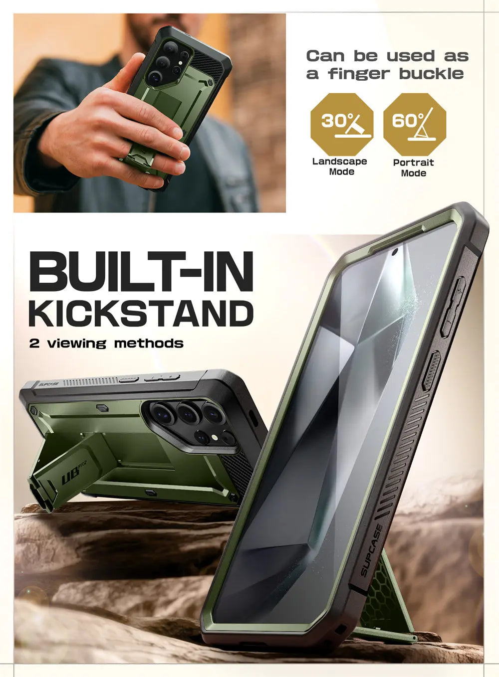 For Samsung Galaxy S25 Ultra Case UB Pro Full-Body Dual Layer Rugged Belt-Clip Phone Case with Built-in Screen Protector